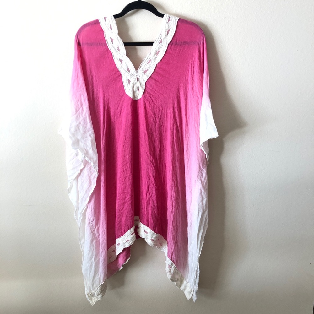 Soft Surroundings Tunic Poncho Pink Ombre Linen - Picture 9 of 10